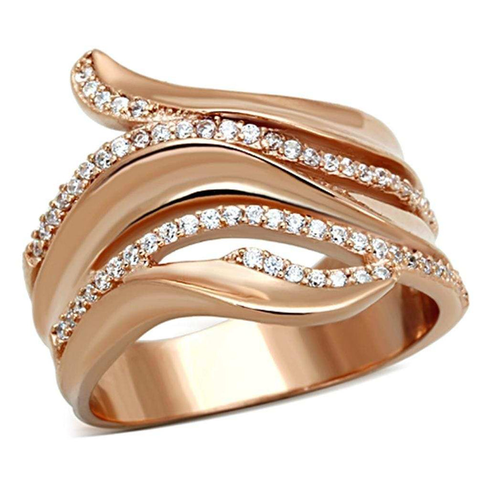 TS168 - Rose Gold 925 Sterling Silver Ring with AAA Grade CZ in Clear - Alamode - Flyclothing LLC