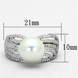 TS169 - Rhodium 925 Sterling Silver Ring with Synthetic Pearl in White - Alamode - Flyclothing LLC