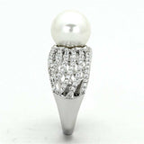 TS169 - Rhodium 925 Sterling Silver Ring with Synthetic Pearl in White - Alamode - Flyclothing LLC
