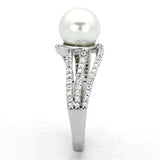 TS170 - Rhodium 925 Sterling Silver Ring with Synthetic Pearl in White - Alamode - Flyclothing LLC