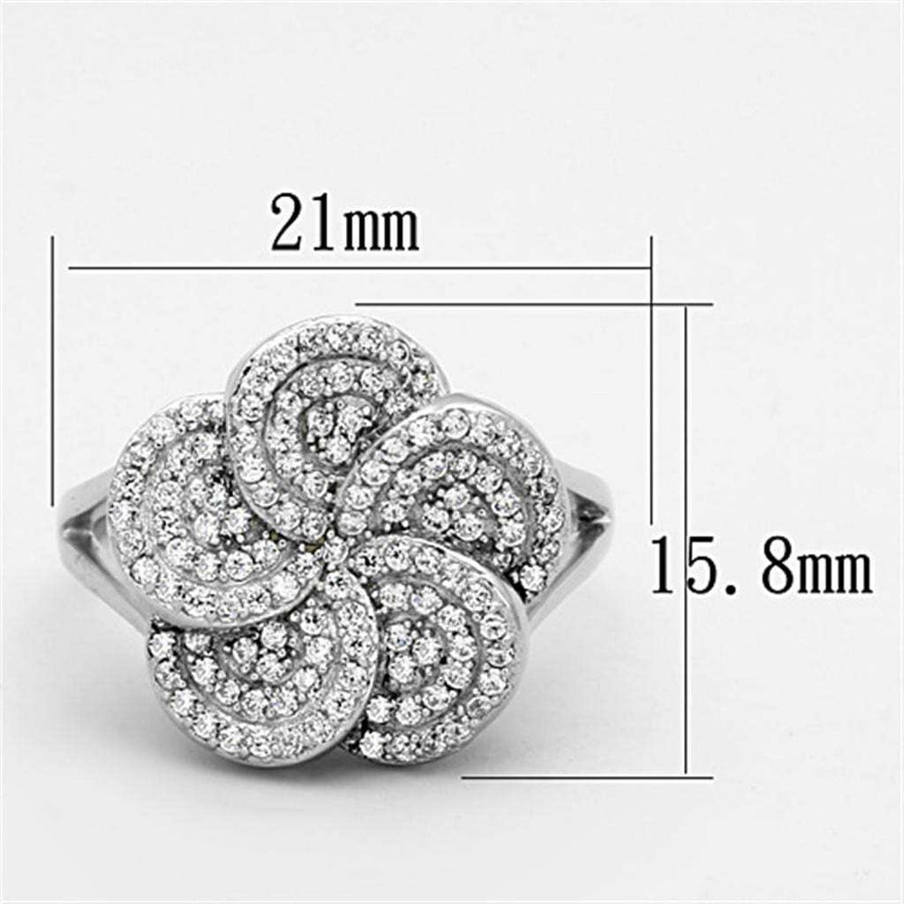 TS171 - Rhodium 925 Sterling Silver Ring with AAA Grade CZ in Clear - Alamode - Flyclothing LLC