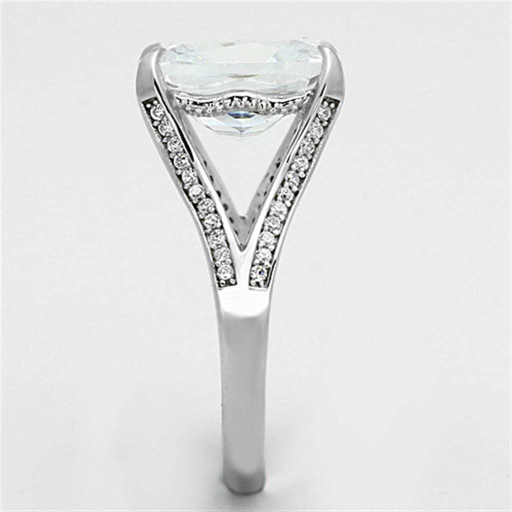 TS174 - Rhodium 925 Sterling Silver Ring with AAA Grade CZ in Clear - Alamode - Flyclothing LLC