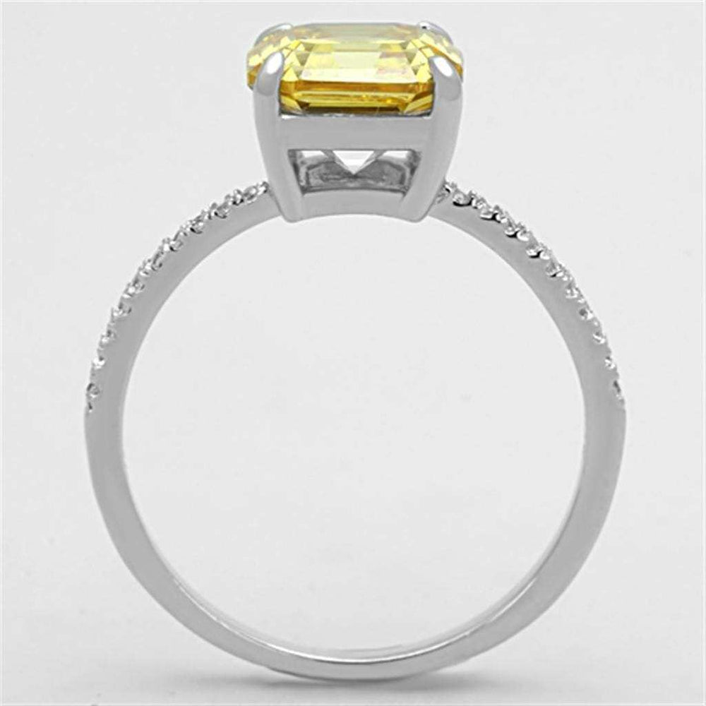 TS175 - Rhodium 925 Sterling Silver Ring with Cubic in Topaz - Alamode - Flyclothing LLC