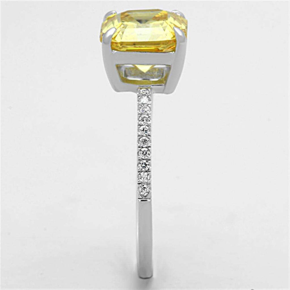 TS175 - Rhodium 925 Sterling Silver Ring with Cubic in Topaz - Alamode - Flyclothing LLC