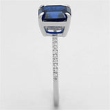 TS177 - Rhodium 925 Sterling Silver Ring with Synthetic Spinel in London Blue - Alamode - Flyclothing LLC