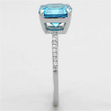 TS178 - Rhodium 925 Sterling Silver Ring with Cubic in Sea Blue - Alamode - Flyclothing LLC