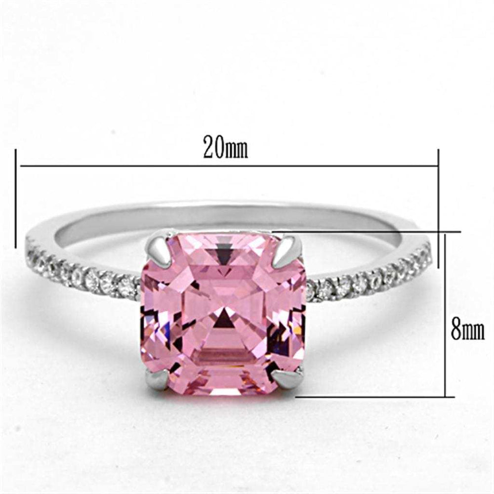 TS179 - Rhodium 925 Sterling Silver Ring with Cubic in Rose - Alamode - Flyclothing LLC