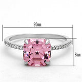 TS179 - Rhodium 925 Sterling Silver Ring with Cubic in Rose - Alamode - Flyclothing LLC