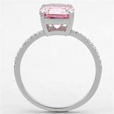 TS179 - Rhodium 925 Sterling Silver Ring with Cubic in Rose - Alamode - Flyclothing LLC