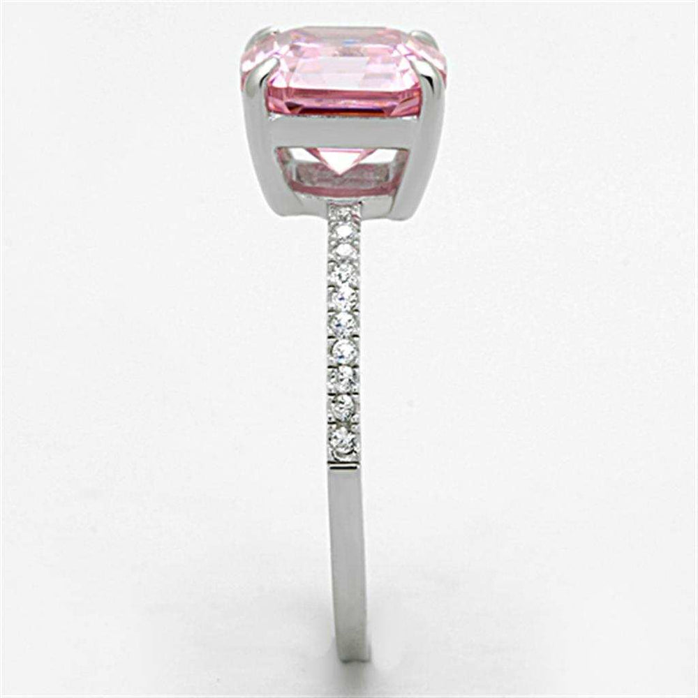 TS179 - Rhodium 925 Sterling Silver Ring with Cubic in Rose - Alamode - Flyclothing LLC