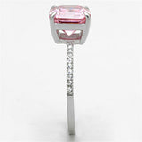 TS179 - Rhodium 925 Sterling Silver Ring with Cubic in Rose - Alamode - Flyclothing LLC