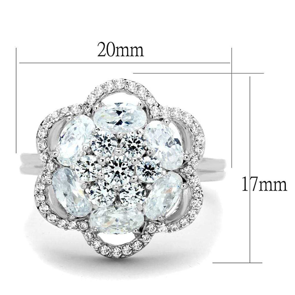 TS180 - Rhodium 925 Sterling Silver Ring with AAA Grade CZ in Clear - Alamode - Flyclothing LLC