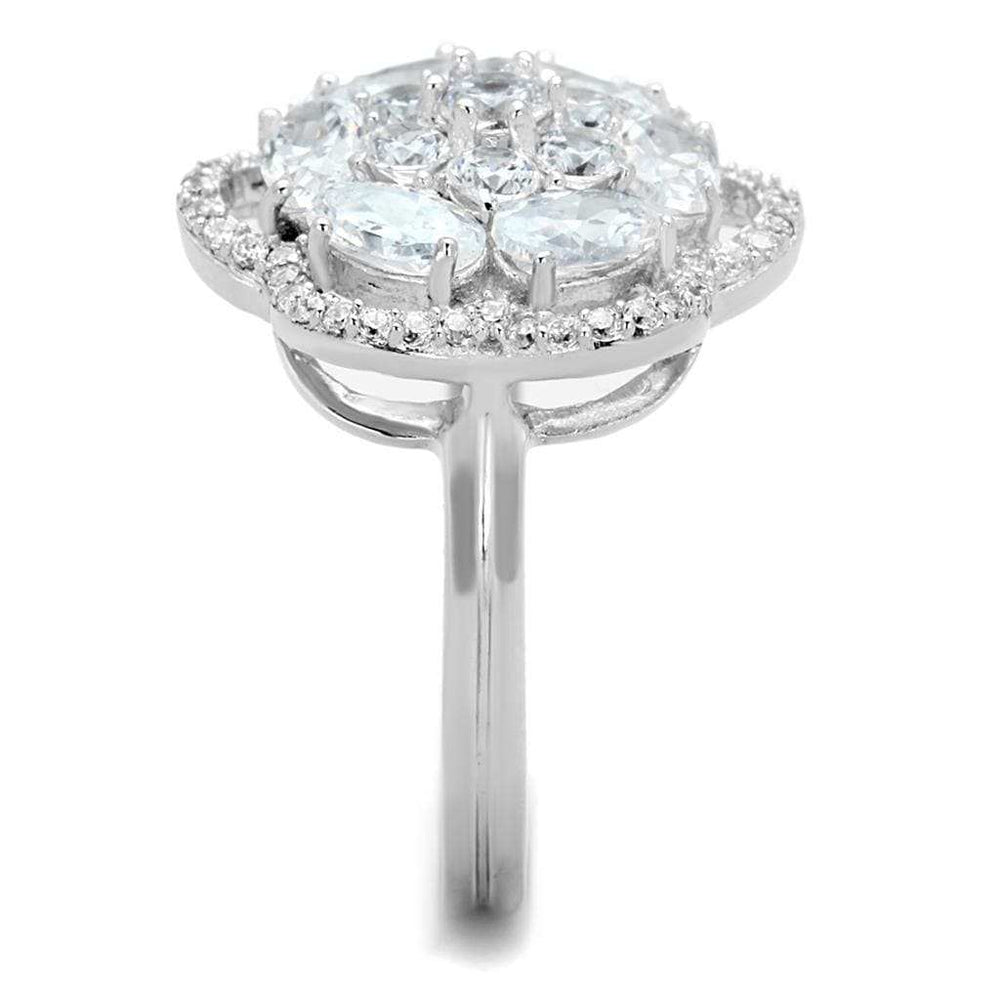 TS180 - Rhodium 925 Sterling Silver Ring with AAA Grade CZ in Clear - Alamode - Flyclothing LLC