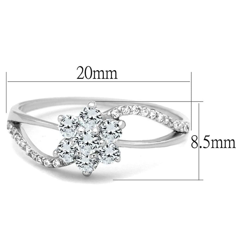 TS182 - Rhodium 925 Sterling Silver Ring with AAA Grade CZ in Clear - Alamode - Flyclothing LLC