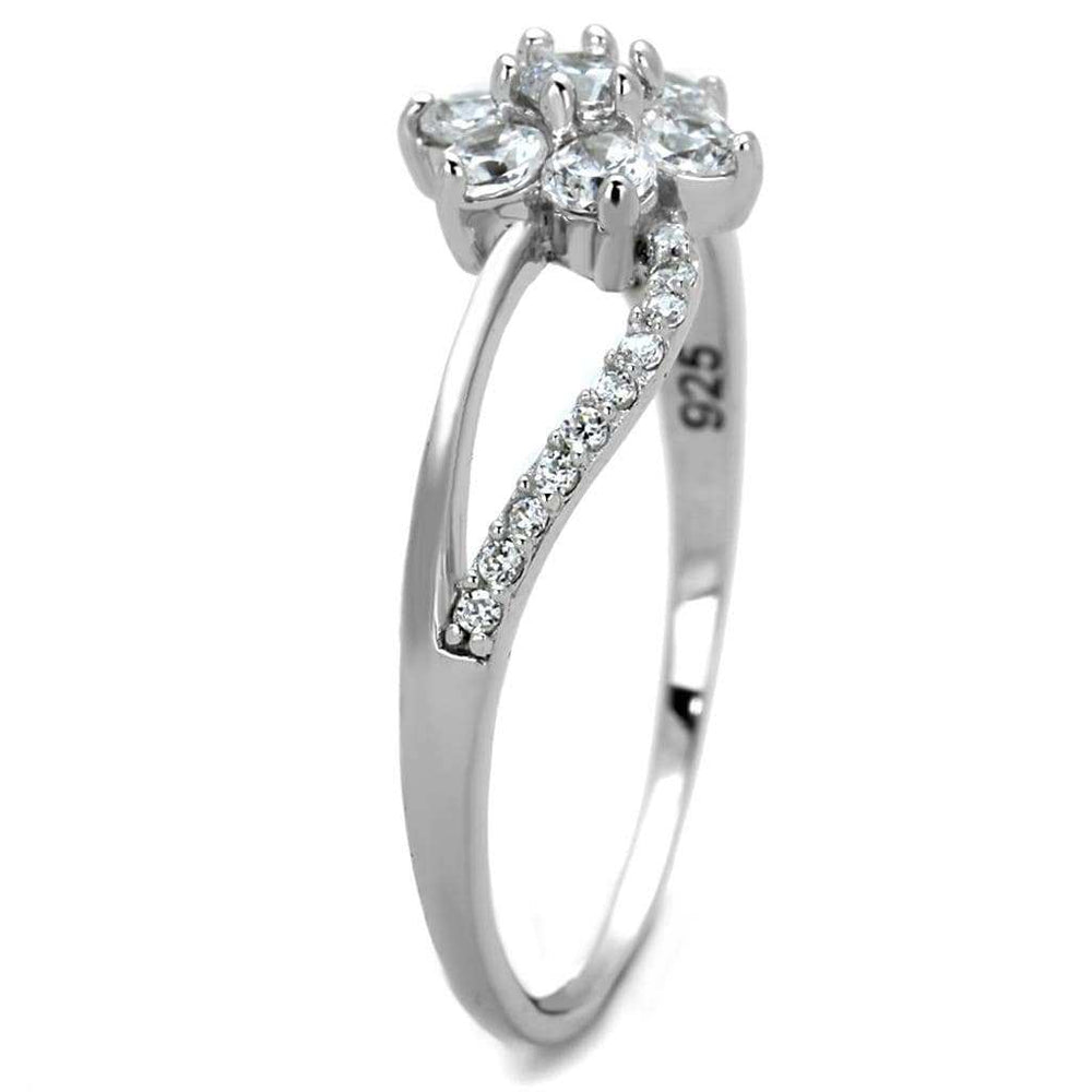 TS182 - Rhodium 925 Sterling Silver Ring with AAA Grade CZ in Clear - Alamode - Flyclothing LLC