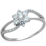 TS182 - Rhodium 925 Sterling Silver Ring with AAA Grade CZ in Clear - Alamode - Flyclothing LLC