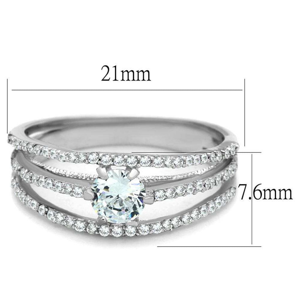 TS185 - Rhodium 925 Sterling Silver Ring with AAA Grade CZ in Clear - Alamode - Flyclothing LLC