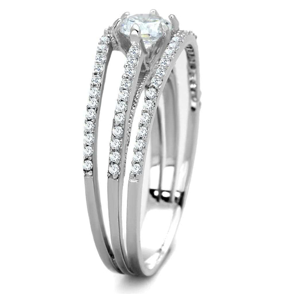 TS185 - Rhodium 925 Sterling Silver Ring with AAA Grade CZ in Clear - Alamode - Flyclothing LLC