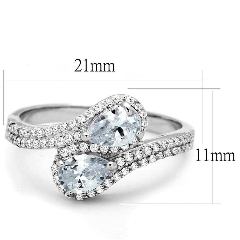TS186 - Rhodium 925 Sterling Silver Ring with AAA Grade CZ in Clear - Alamode - Flyclothing LLC