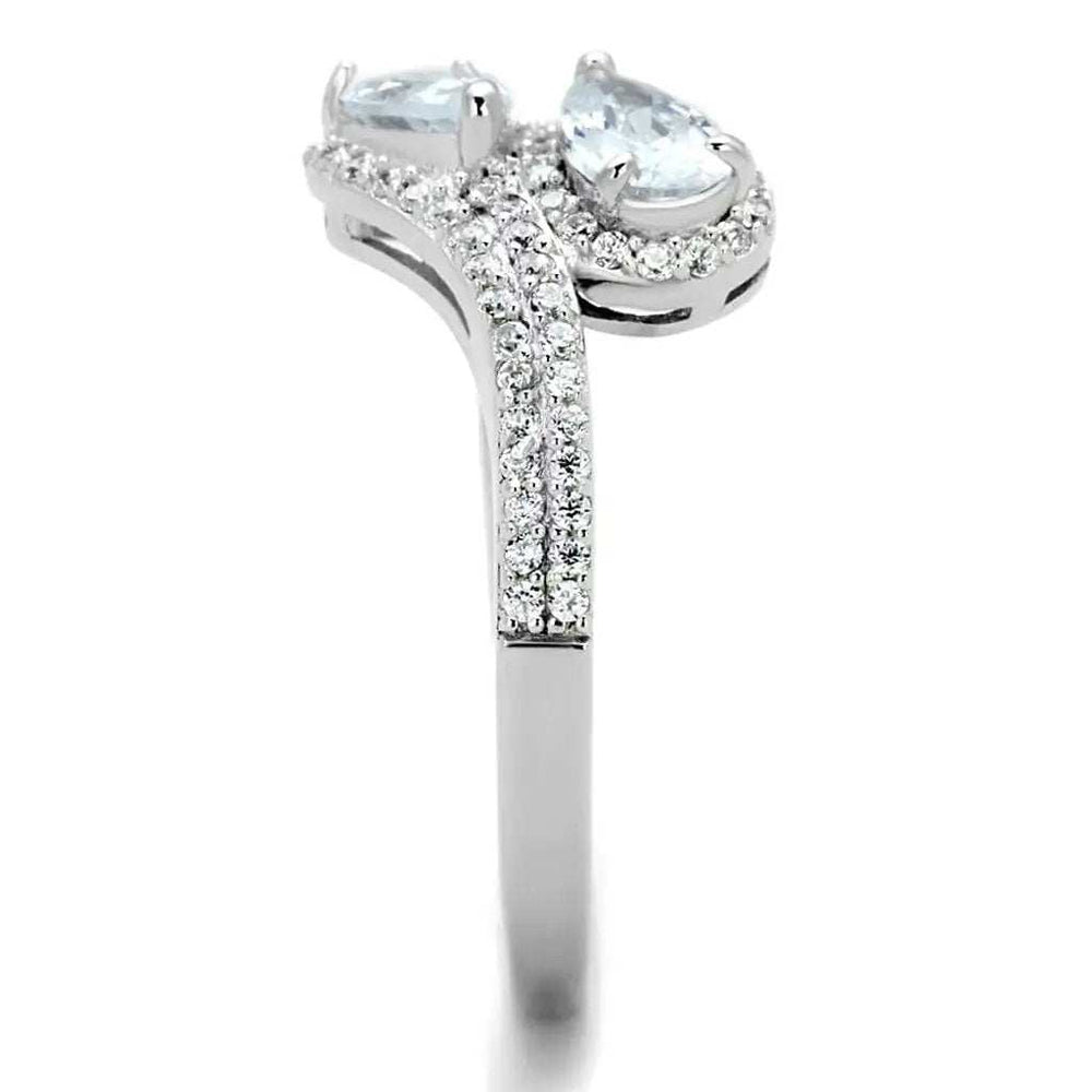 TS186 - Rhodium 925 Sterling Silver Ring with AAA Grade CZ in Clear - Alamode - Flyclothing LLC