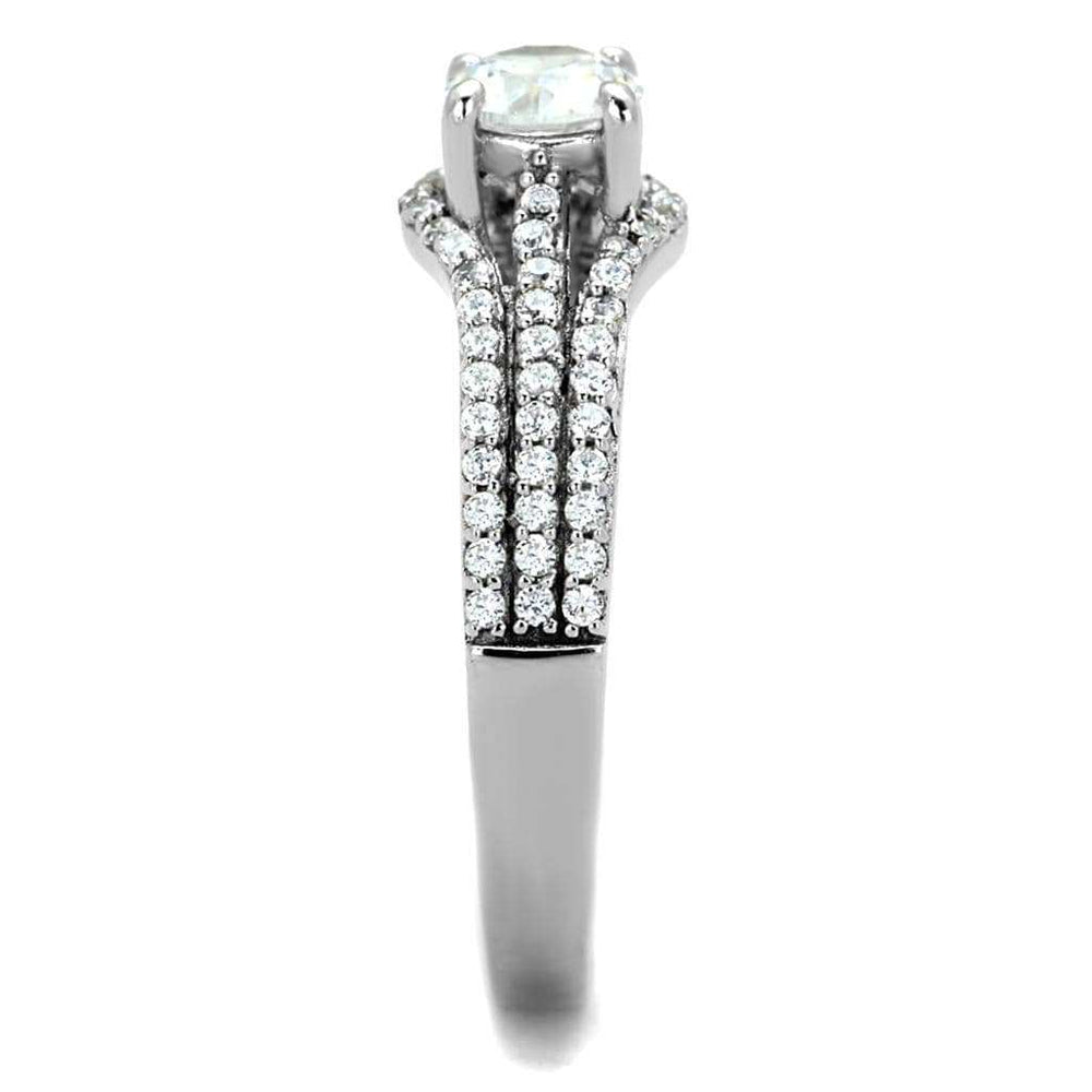 TS188 - Rhodium 925 Sterling Silver Ring with AAA Grade CZ in Clear - Alamode - Flyclothing LLC
