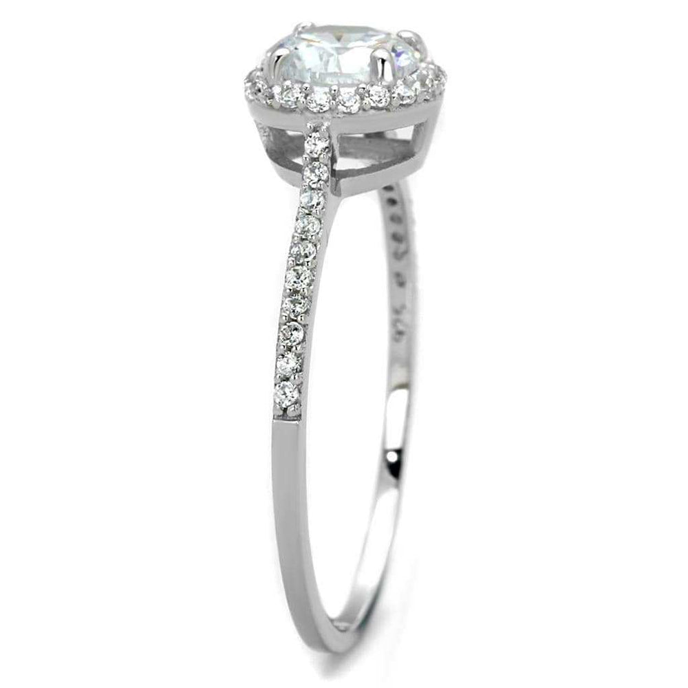 TS190 - Rhodium 925 Sterling Silver Ring with AAA Grade CZ in Clear - Alamode - Flyclothing LLC
