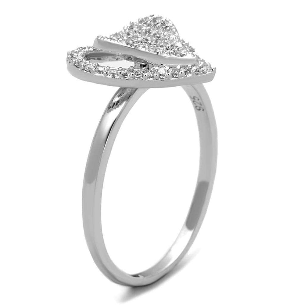TS192 - Rhodium 925 Sterling Silver Ring with AAA Grade CZ in Clear - Alamode - Flyclothing LLC