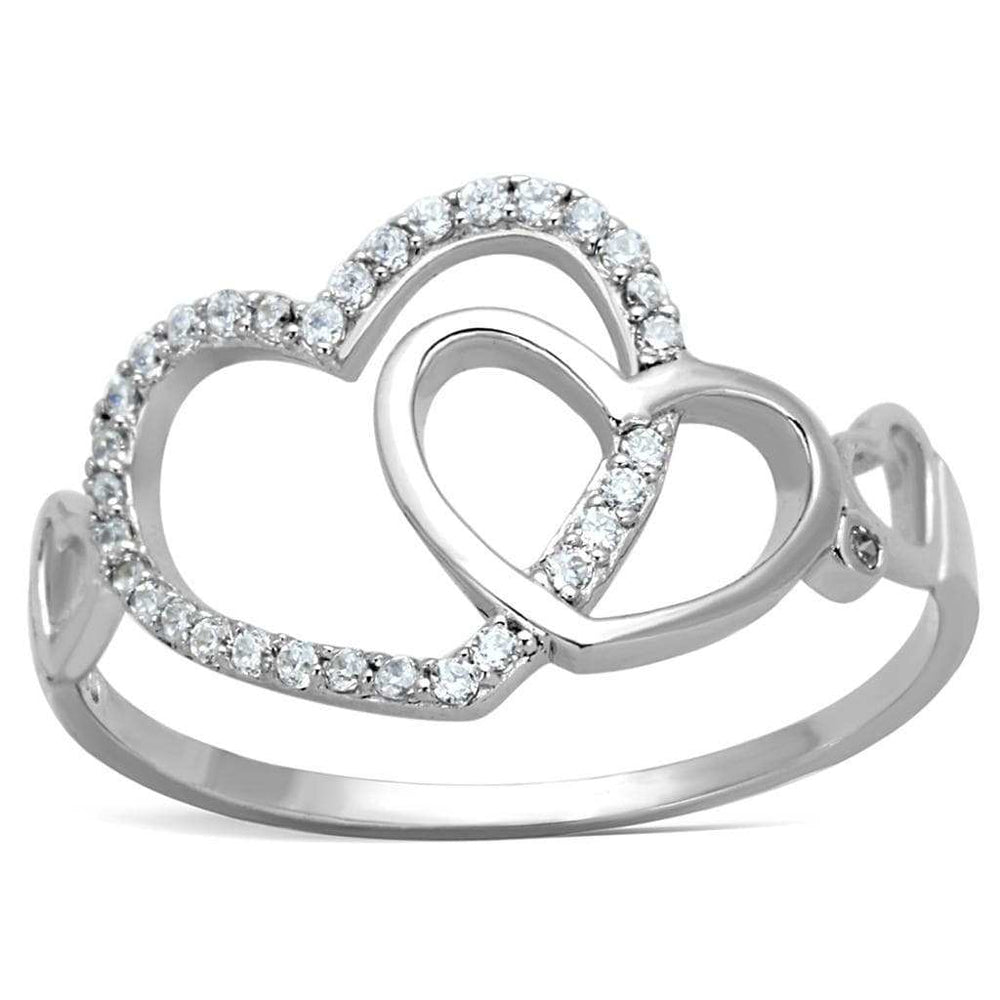 TS193 - Rhodium 925 Sterling Silver Ring with AAA Grade CZ in Clear - Alamode - Flyclothing LLC