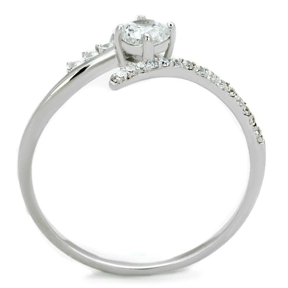 TS199 - Rhodium 925 Sterling Silver Ring with AAA Grade CZ in Clear - Alamode - Flyclothing LLC