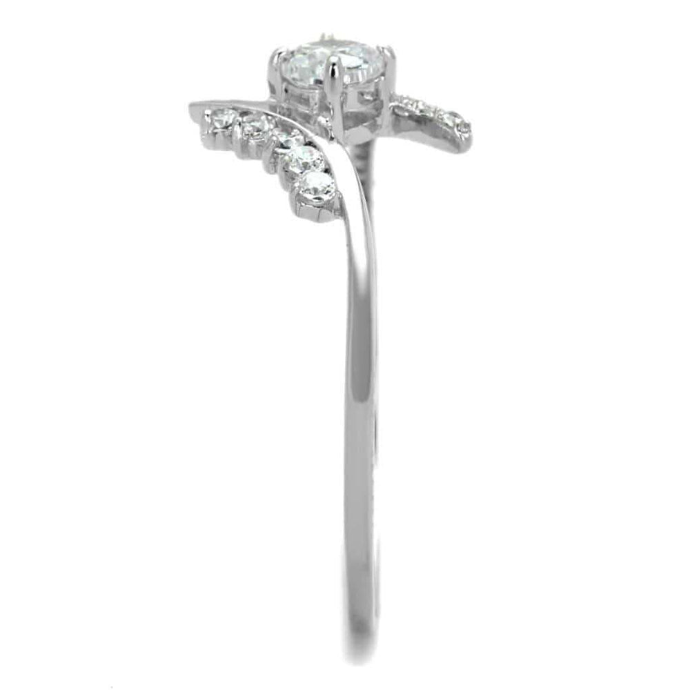TS199 - Rhodium 925 Sterling Silver Ring with AAA Grade CZ in Clear - Alamode - Flyclothing LLC
