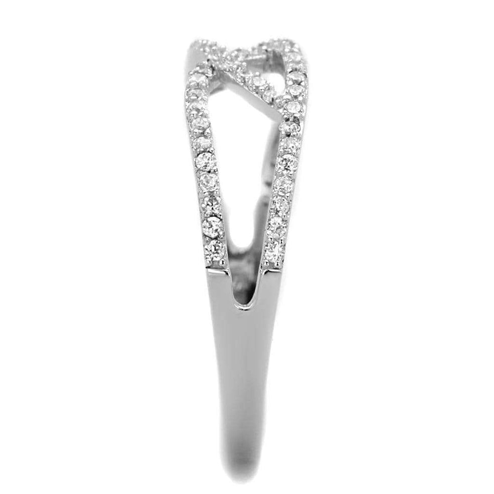 TS201 - Rhodium 925 Sterling Silver Ring with AAA Grade CZ in Clear - Alamode - Flyclothing LLC