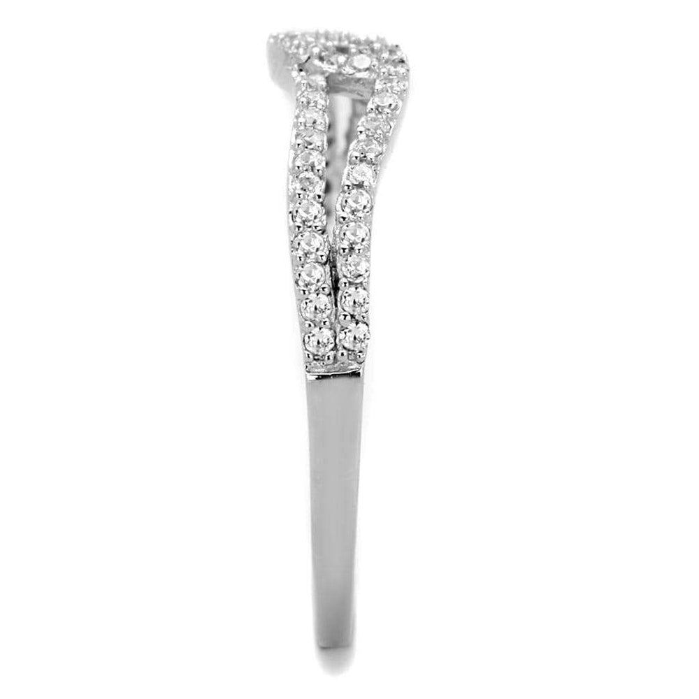 TS202 - Rhodium 925 Sterling Silver Ring with AAA Grade CZ in Clear - Alamode - Flyclothing LLC