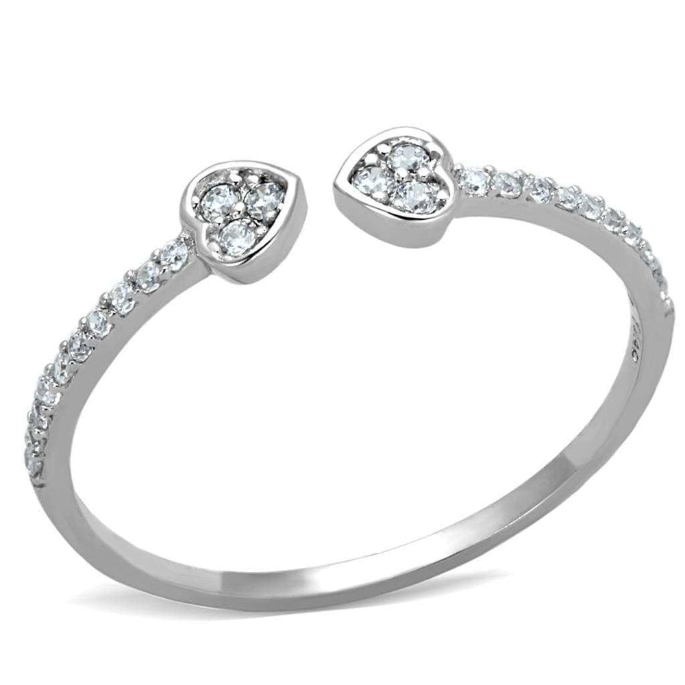 TS205 - Rhodium 925 Sterling Silver Ring with AAA Grade CZ in Clear - Alamode - Flyclothing LLC