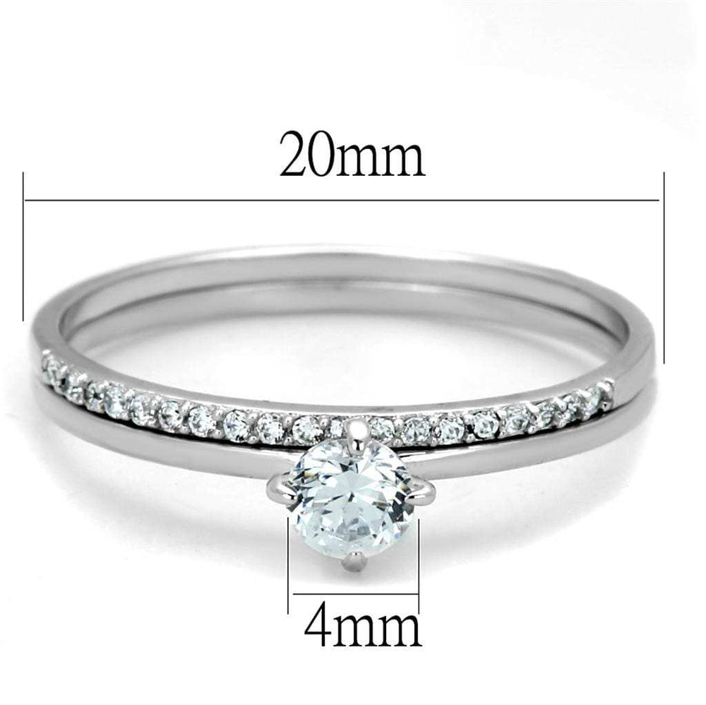 TS206 - Rhodium 925 Sterling Silver Ring with AAA Grade CZ in Clear - Alamode - Flyclothing LLC