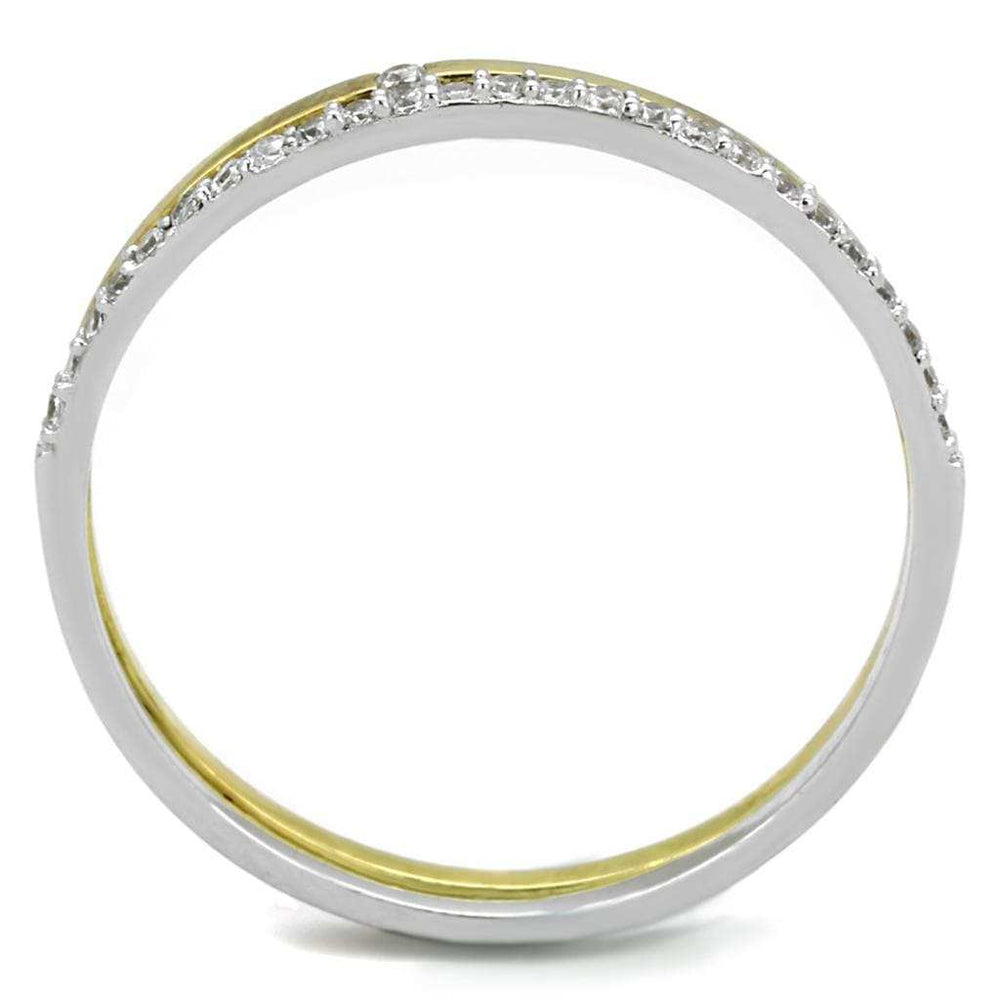 TS207 - Gold+Rhodium 925 Sterling Silver Ring with AAA Grade CZ in Clear - Alamode - Flyclothing LLC