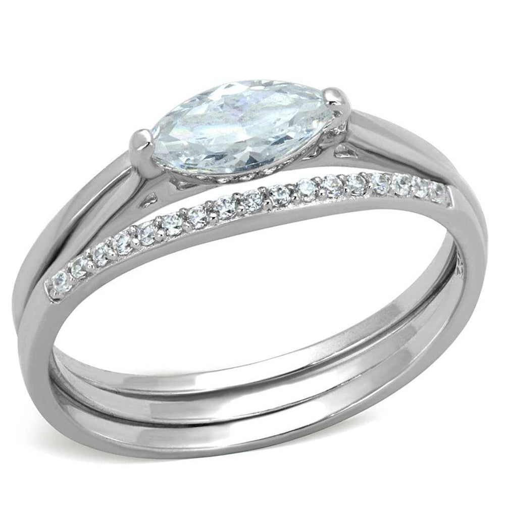 TS208 - Rhodium 925 Sterling Silver Ring with AAA Grade CZ in Clear - Alamode - Flyclothing LLC