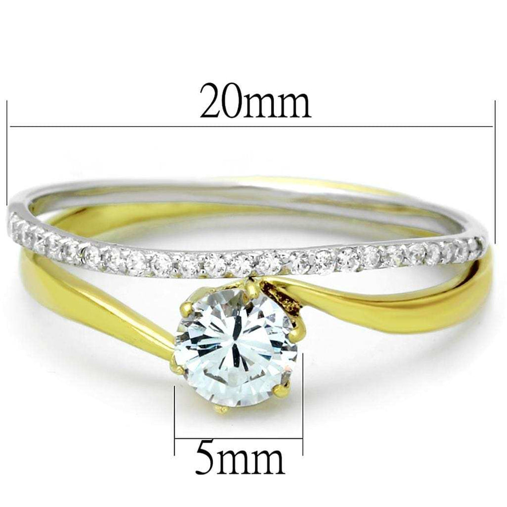 TS209 - Gold+Rhodium 925 Sterling Silver Ring with AAA Grade CZ in Clear - Alamode - Flyclothing LLC