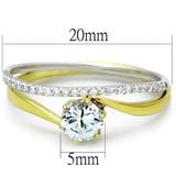TS209 - Gold+Rhodium 925 Sterling Silver Ring with AAA Grade CZ in Clear - Alamode - Flyclothing LLC