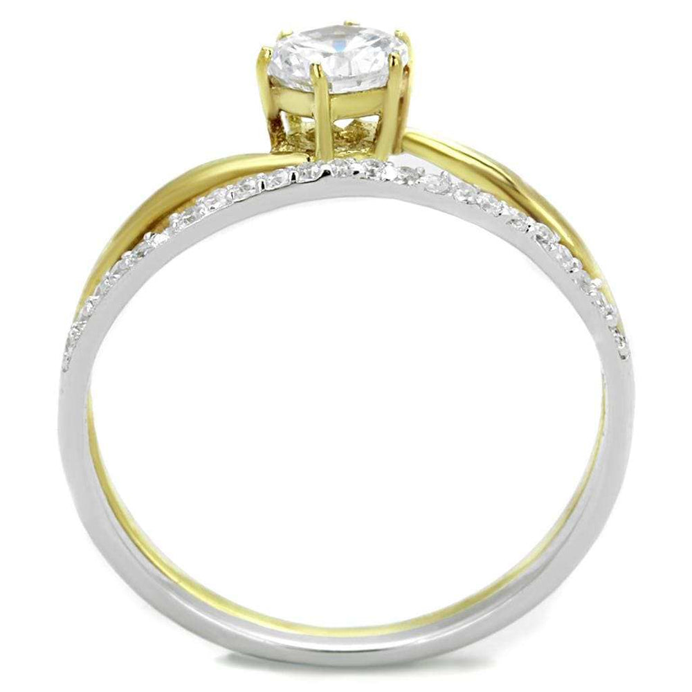 TS209 - Gold+Rhodium 925 Sterling Silver Ring with AAA Grade CZ in Clear - Alamode - Flyclothing LLC