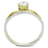 TS209 - Gold+Rhodium 925 Sterling Silver Ring with AAA Grade CZ in Clear - Alamode - Flyclothing LLC