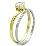 TS209 - Gold+Rhodium 925 Sterling Silver Ring with AAA Grade CZ in Clear - Alamode - Flyclothing LLC