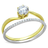 TS209 - Gold+Rhodium 925 Sterling Silver Ring with AAA Grade CZ in Clear - Alamode - Flyclothing LLC