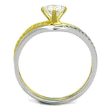 TS210 - Gold+Rhodium 925 Sterling Silver Ring with AAA Grade CZ in Clear - Alamode - Flyclothing LLC