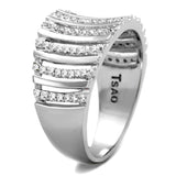 TS211 - Rhodium 925 Sterling Silver Ring with AAA Grade CZ in Clear - Alamode - Flyclothing LLC