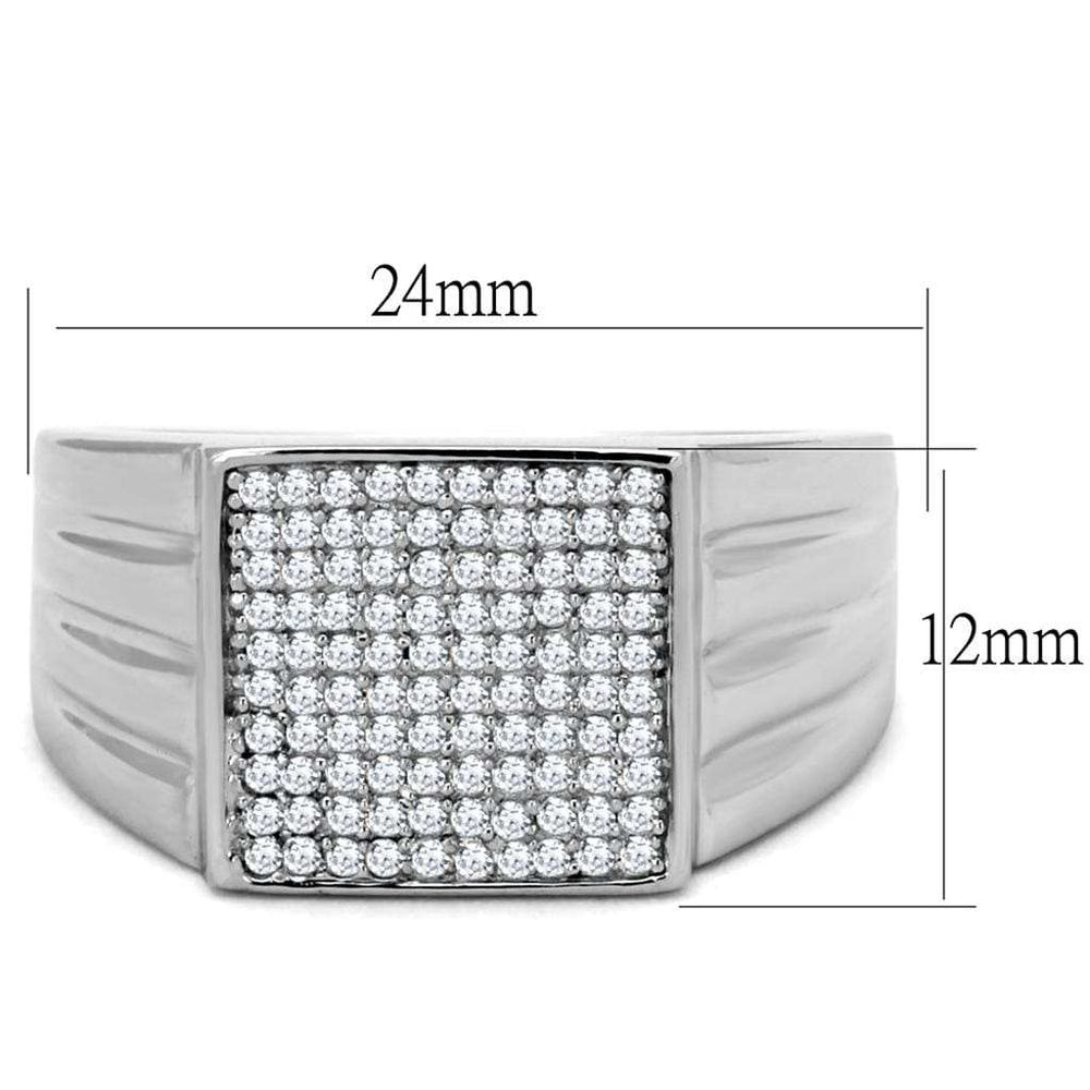 TS214 - Rhodium 925 Sterling Silver Ring with AAA Grade CZ in Clear - Alamode - Flyclothing LLC