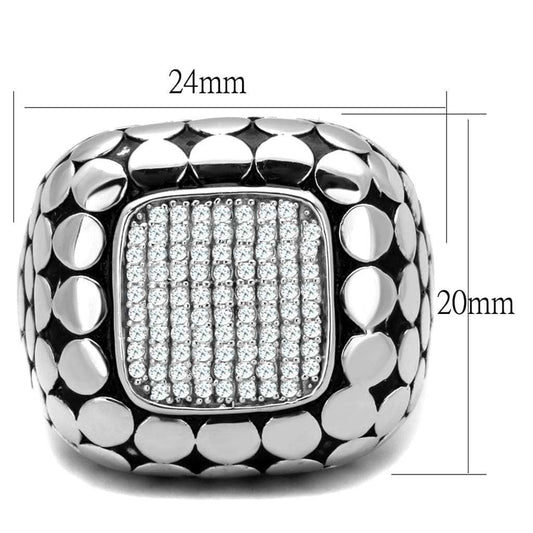TS215 - Rhodium 925 Sterling Silver Ring with AAA Grade CZ in Clear - Alamode - Flyclothing LLC
