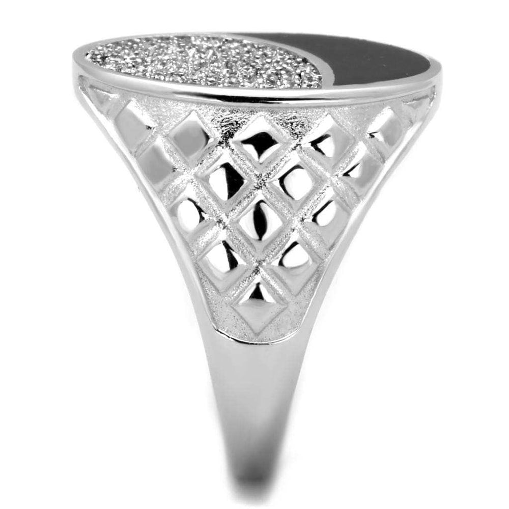 TS216 - Rhodium 925 Sterling Silver Ring with AAA Grade CZ in Clear - Alamode - Flyclothing LLC
