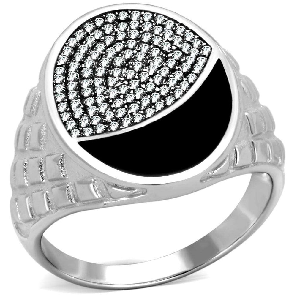 TS216 - Rhodium 925 Sterling Silver Ring with AAA Grade CZ in Clear - Alamode - Flyclothing LLC