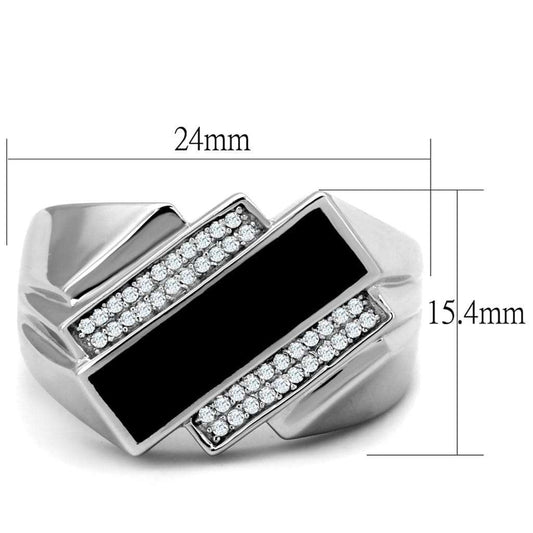 TS218 - Rhodium 925 Sterling Silver Ring with AAA Grade CZ in Clear - Alamode - Flyclothing LLC