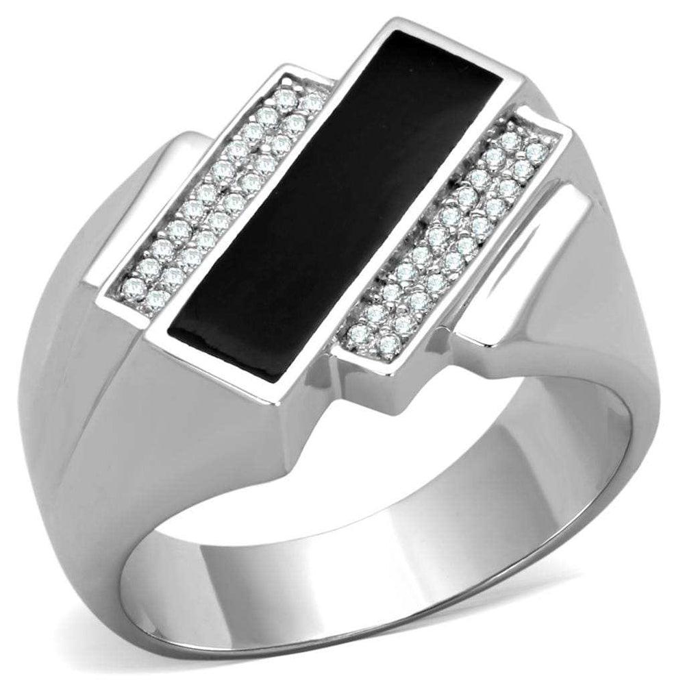 TS218 - Rhodium 925 Sterling Silver Ring with AAA Grade CZ in Clear - Alamode - Flyclothing LLC